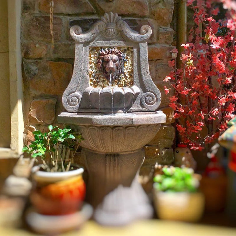 Majestic Lion Head Water Fountain | Elegant Outdoor Decor | Soothing Cascading Water