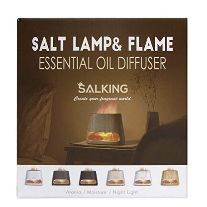 Himalayan Salt Lamp | Simulated Flame Effect | Essential Oil Diffuser | 2-in-1 Aromatherapy | Relaxation