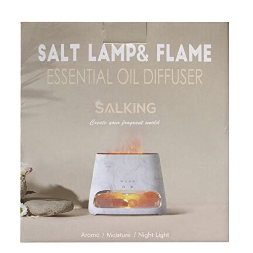 Himalayan Salt Lamp | Simulated Flame Effect | Essential Oil Diffuser | 2-in-1 Aromatherapy | Relaxation