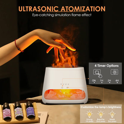 Himalayan Salt Lamp | Simulated Flame Effect | Essential Oil Diffuser | 2-in-1 Aromatherapy | Relaxation