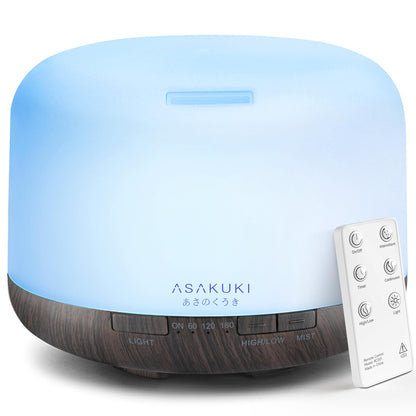 5-in-1 Ultrasonic Aromatherapy Diffuser | 500ml, Remote Control, Quiet | LED Light Options