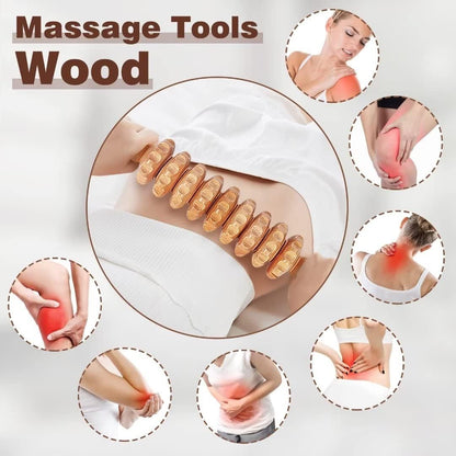 10-in-1 Wood Therapy Massage Tools Set for Lymphatic Drainage, Muscle Relief & Body Shaping | Natural Wooden Massagers for Cellulite, Pain Relief & Relaxation