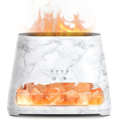 Himalayan Salt Lamp | Simulated Flame Effect | Essential Oil Diffuser | 2-in-1 Aromatherapy | Relaxation