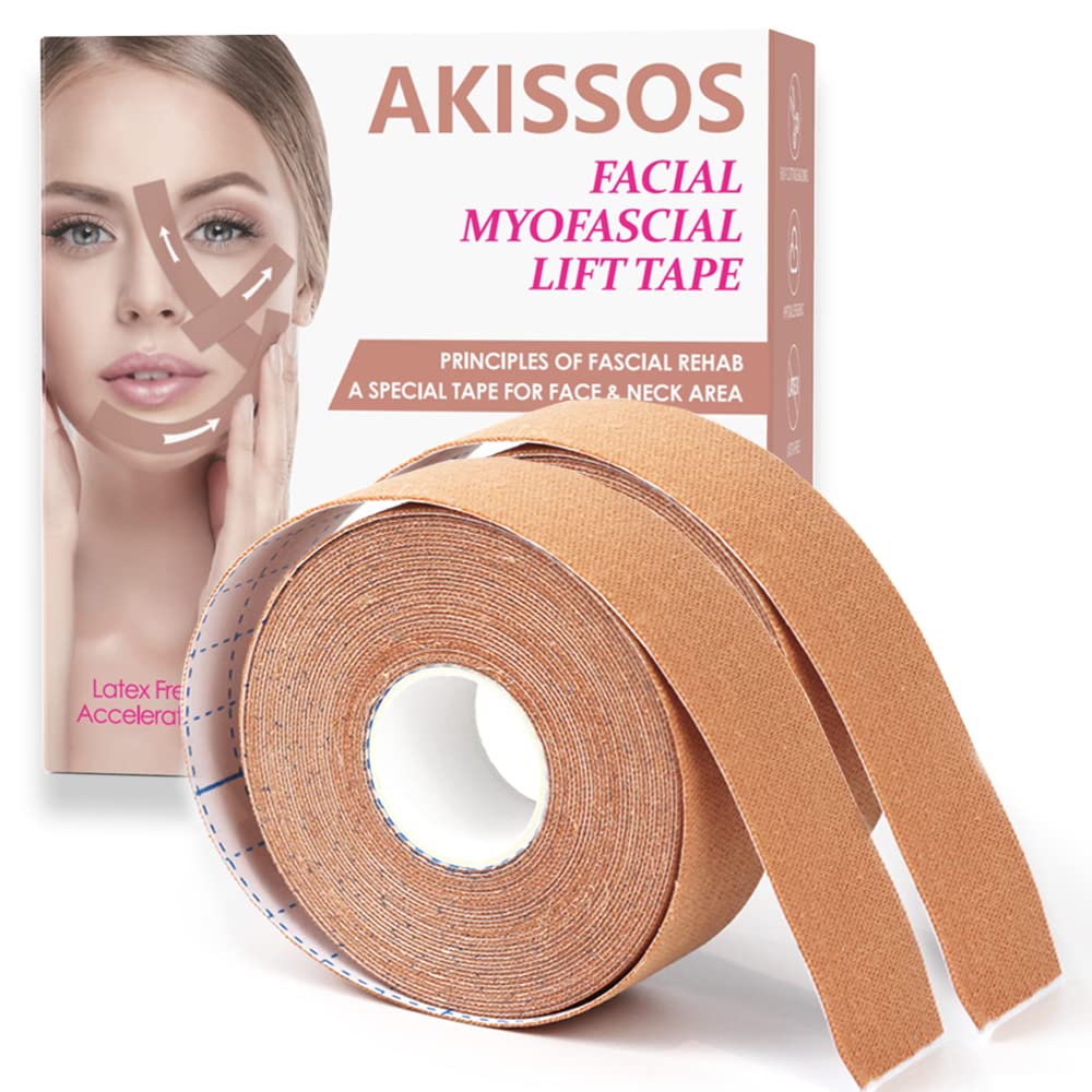 Myofascial Tape Face Toning for Wrinkles | Anti-Aging for Lift & Glow | Firming and Tightening Skin 2.5cm*5m