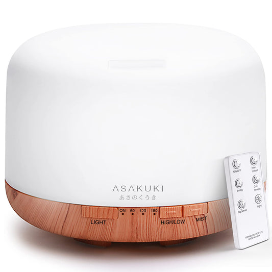 5-in-1 Ultrasonic Aromatherapy Diffuser | 500ml, Remote Control, Quiet | LED Light Options