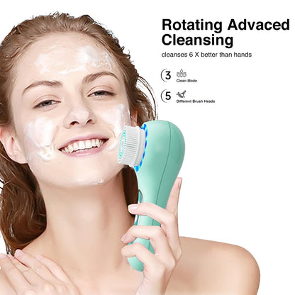 3-in-1 Electric Facial Cleansing Brush System | Waterproof | Rechargeable | Perfect for All Skin Types