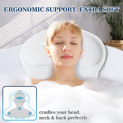 Luxury Bath Pillow for Tub | Maximum Comfort | Support for Neck and Back