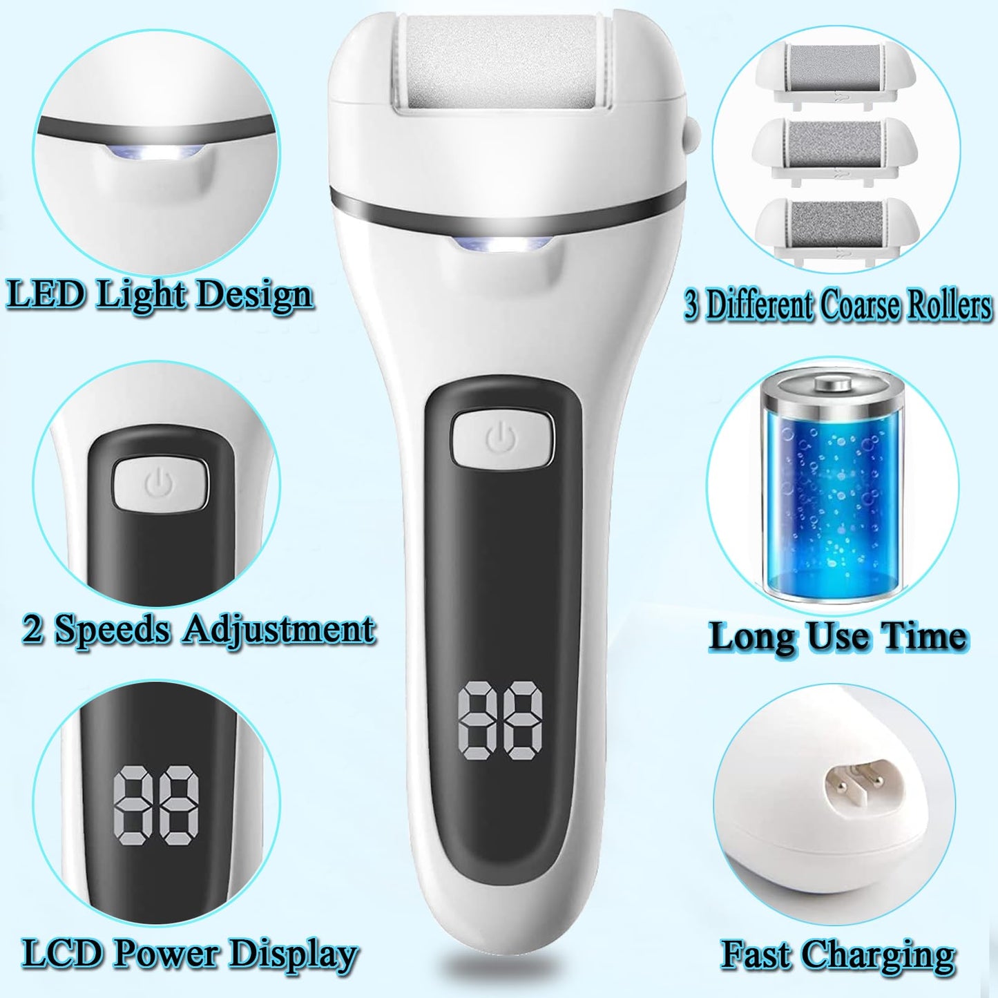 Electric Foot Callus Remover Pedicure Kit | Soft Feet | Rechargeable | Waterproof