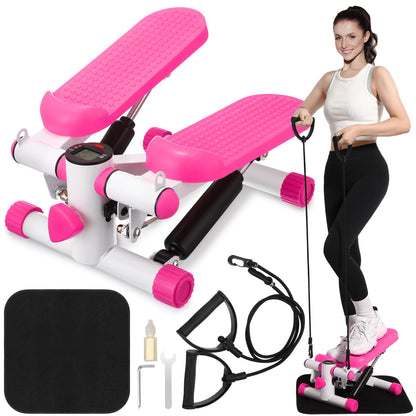 300 LBS Capacity Compact Fitness Stepper | Resistance Bands & Digital Display