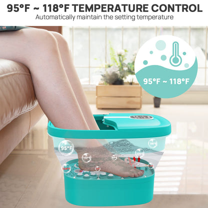 Foldable Heated Foot Spa | Automatic Massage | 3D Tai Chi Rollers | Bubble Therapy | LED Display | Remote Control