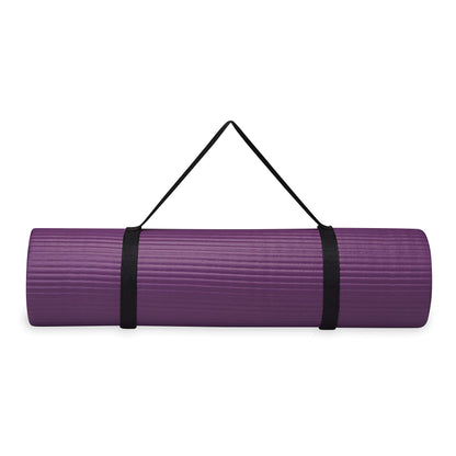 Extra-Thick Yoga Mat with Carrying Strap | Comfortable Fitness &amp; Exercise Mat for Yoga, Pilates, and Workouts