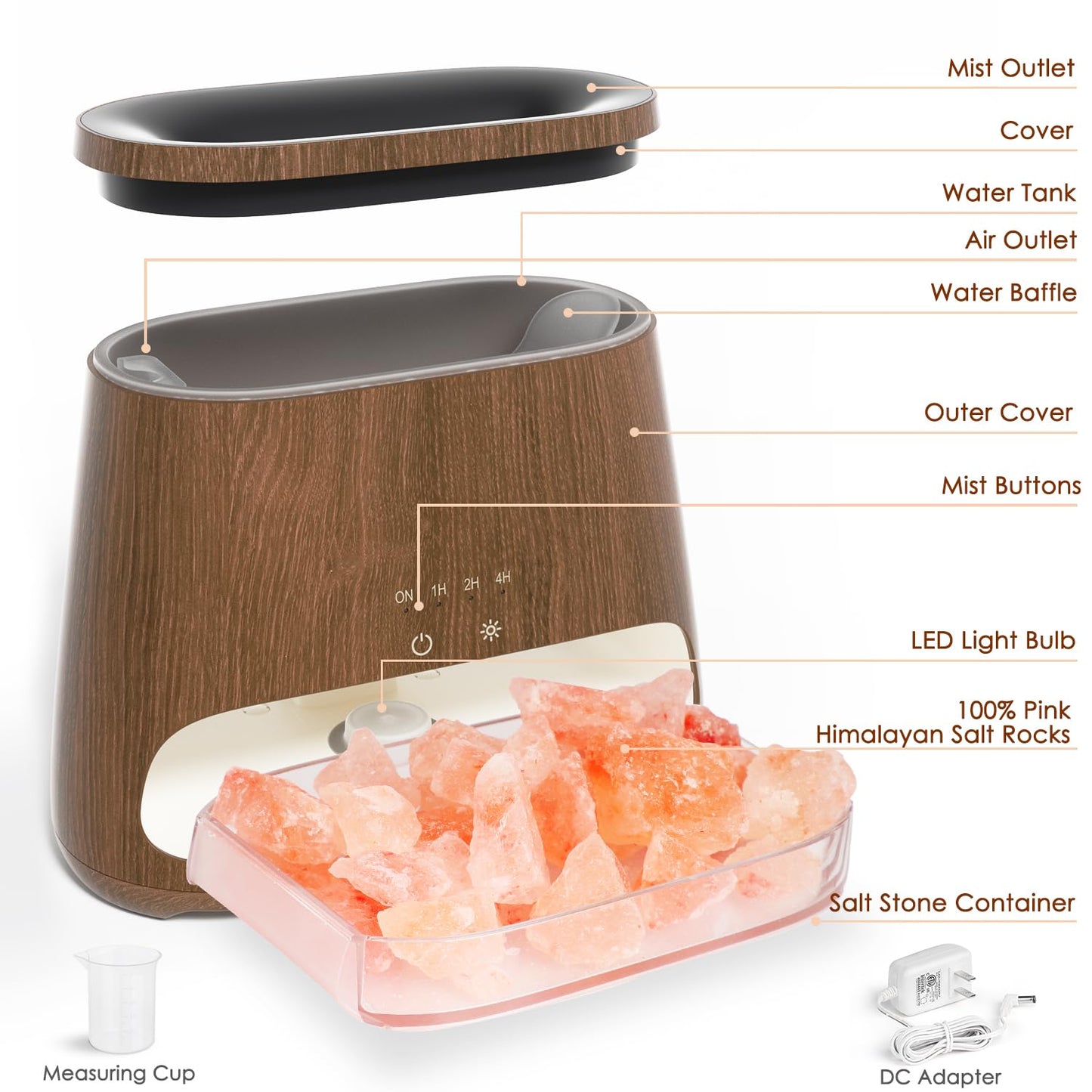 Himalayan Salt Lamp | Simulated Flame Effect | Essential Oil Diffuser | 2-in-1 Aromatherapy | Relaxation