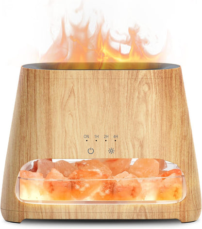 Himalayan Salt Lamp | Simulated Flame Effect | Essential Oil Diffuser | 2-in-1 Aromatherapy | Relaxation