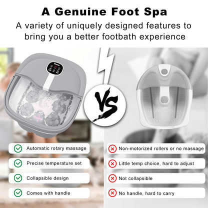 Foldable Heated Foot Spa | Automatic Massage | 3D Tai Chi Rollers | Bubble Therapy | LED Display | Remote Control