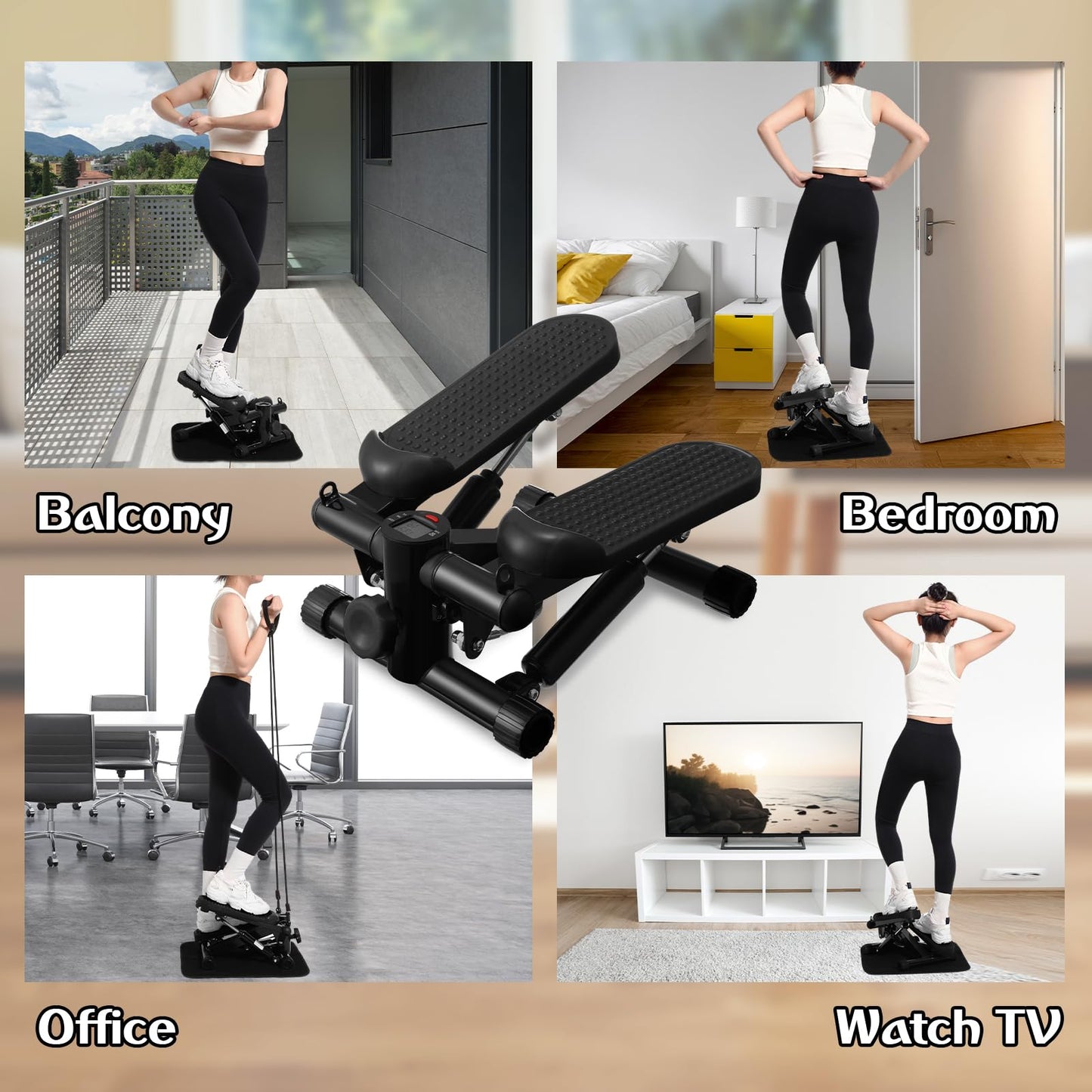 300 LBS Capacity Compact Fitness Stepper | Resistance Bands & Digital Display