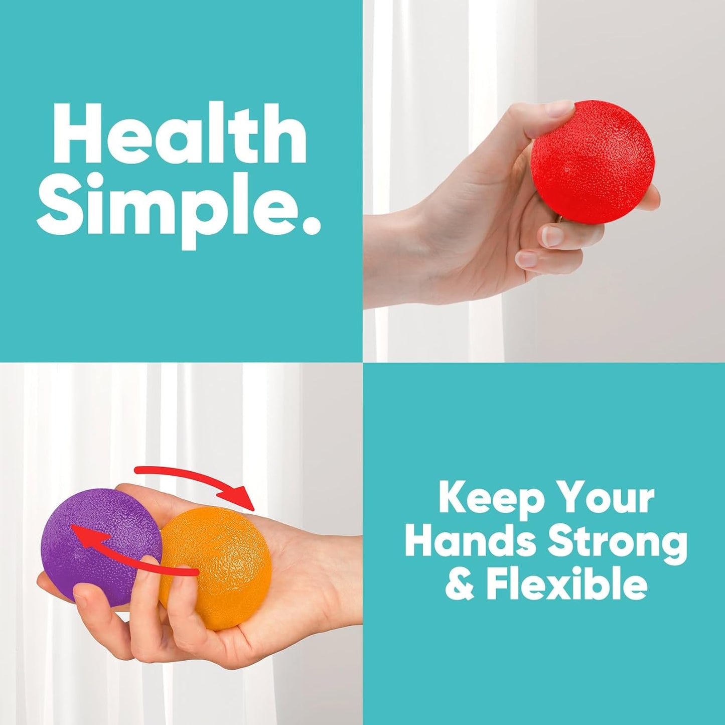 Hand Stress Ball Set with 6 Resistance Levels | Stress Relief & Rehabilitation Training