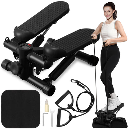 300 LBS Capacity Compact Fitness Stepper | Resistance Bands & Digital Display