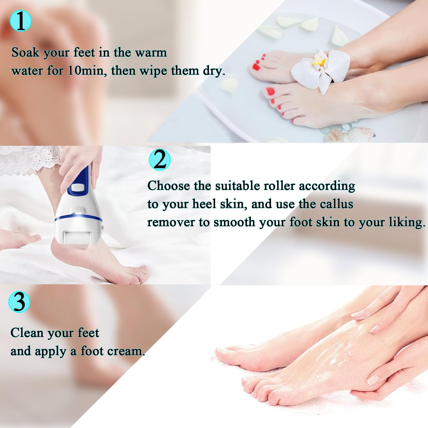 Electric Foot Callus Remover Pedicure Kit | Soft Feet | Rechargeable | Waterproof