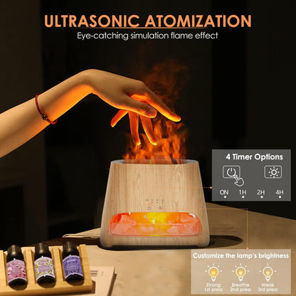 Himalayan Salt Lamp | Simulated Flame Effect | Essential Oil Diffuser | 2-in-1 Aromatherapy | Relaxation