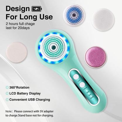 3-in-1 Electric Facial Cleansing Brush System | Waterproof | Rechargeable | Perfect for All Skin Types