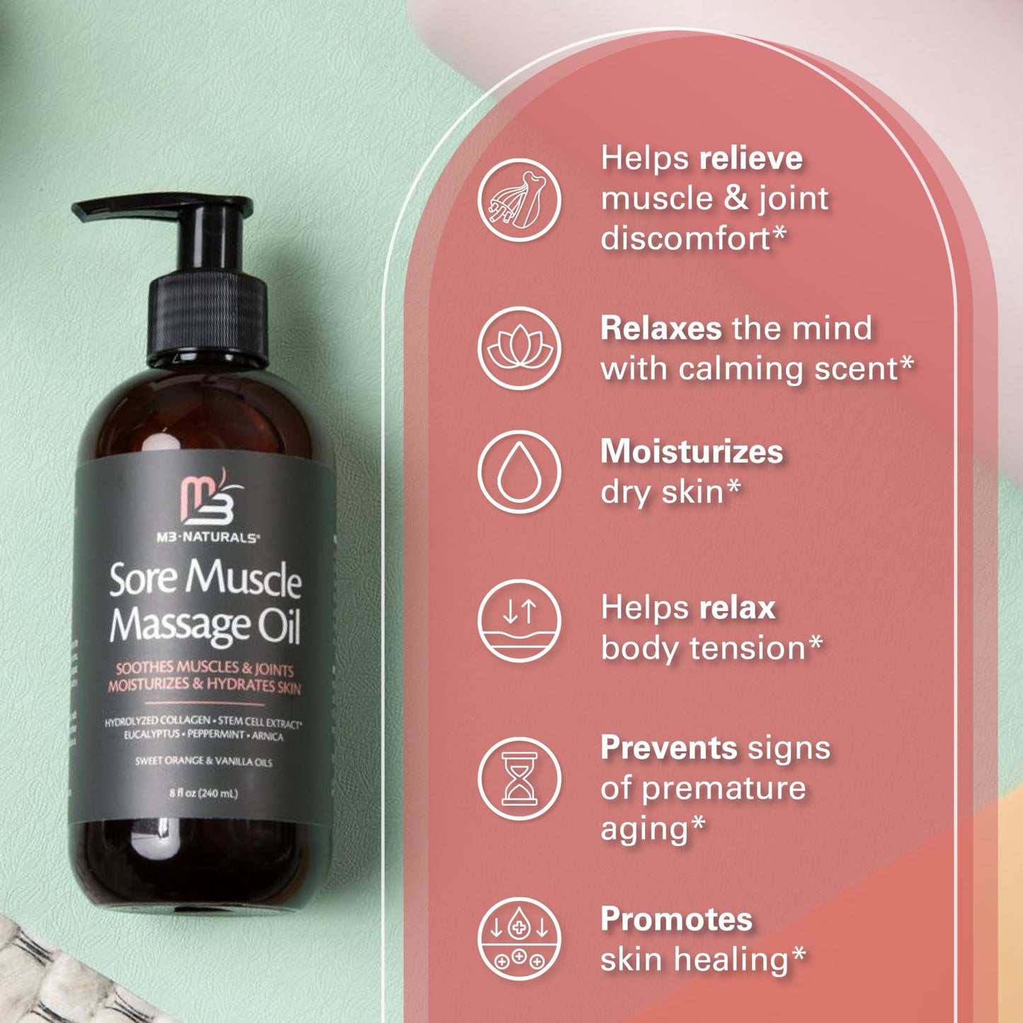 Collagen & Stem Cell Infused Massage Oil | Anti-Cellulite | Skin Tightening Body Oil for Men and Women