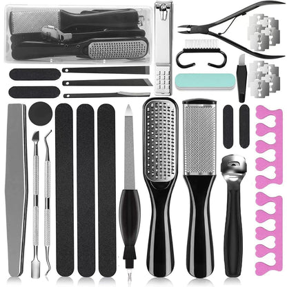 36-in-1 Pedicure Kit – Professional Foot Care Tools for Home & Salon | Includes Foot Rasp, Callus Remover, Nail Clippers, Cuticle Pushers & More