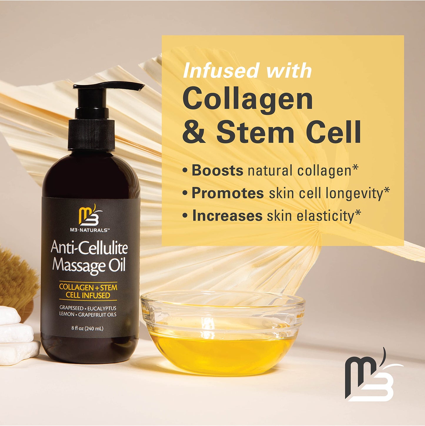 Collagen & Stem Cell Infused Massage Oil | Anti-Cellulite | Skin Tightening Body Oil for Men and Women