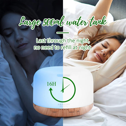 5-in-1 Ultrasonic Aromatherapy Diffuser | 500ml, Remote Control, Quiet | LED Light Options