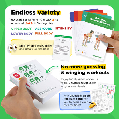 Portable Exercise Cards for Home Workouts | Fitness for Beginners & Pros