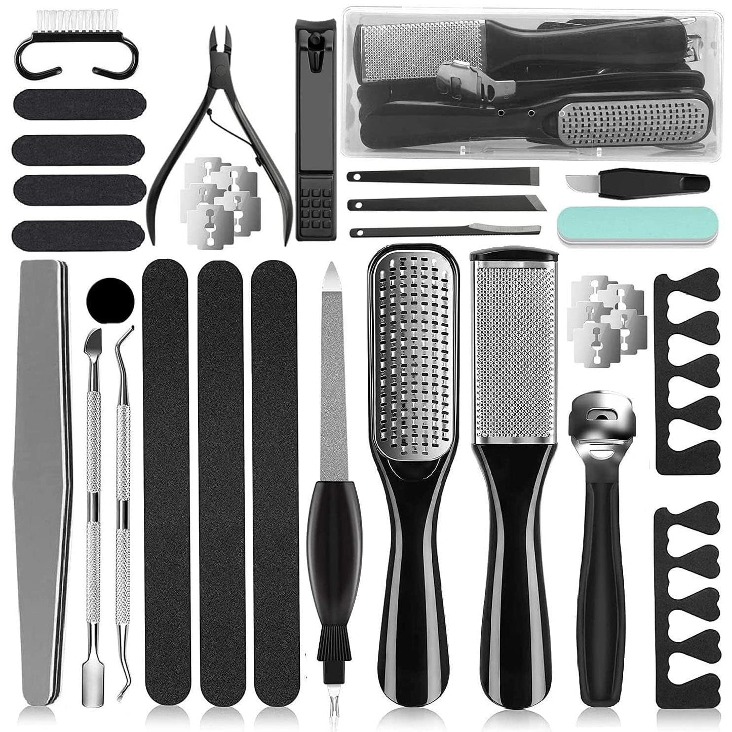 36-in-1 Pedicure Kit – Professional Foot Care Tools for Home & Salon | Includes Foot Rasp, Callus Remover, Nail Clippers, Cuticle Pushers & More