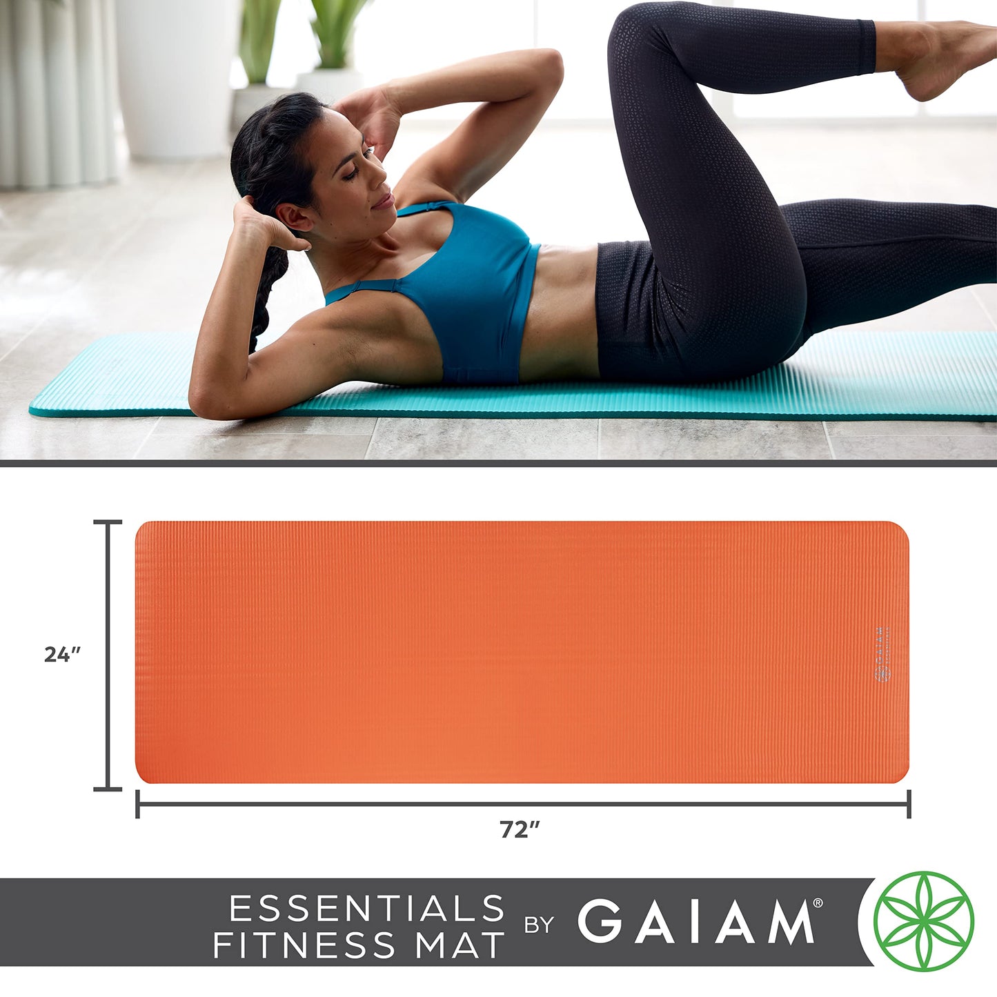 Extra-Thick Yoga Mat with Carrying Strap | Comfortable Fitness &amp; Exercise Mat for Yoga, Pilates, and Workouts