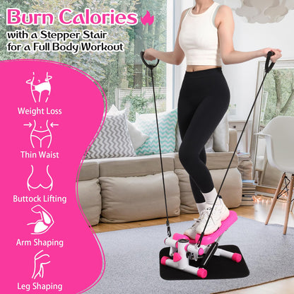 300 LBS Capacity Compact Fitness Stepper | Resistance Bands & Digital Display