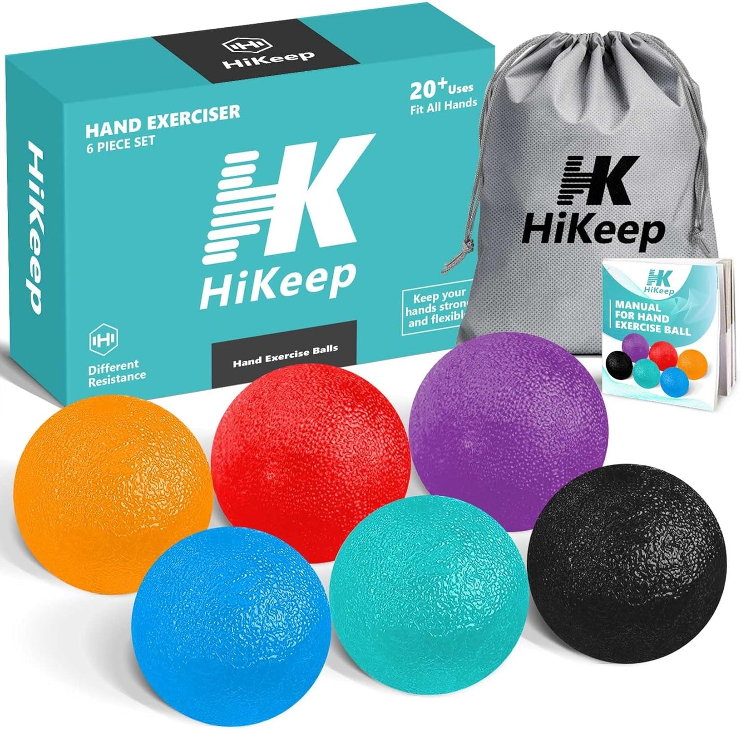 Hand Stress Ball Set with 6 Resistance Levels | Stress Relief & Rehabilitation Training