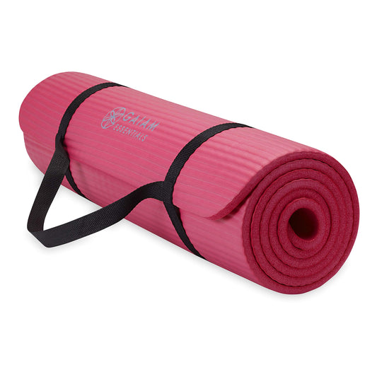 Extra-Thick Yoga Mat with Carrying Strap | Comfortable Fitness &amp; Exercise Mat for Yoga, Pilates, and Workouts