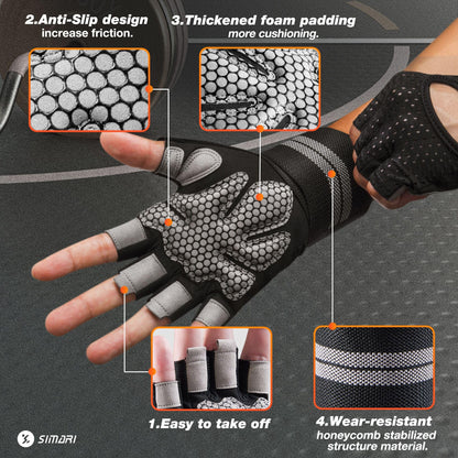 Breathable Workout Gloves with Wrist Support | Full Palm Protection